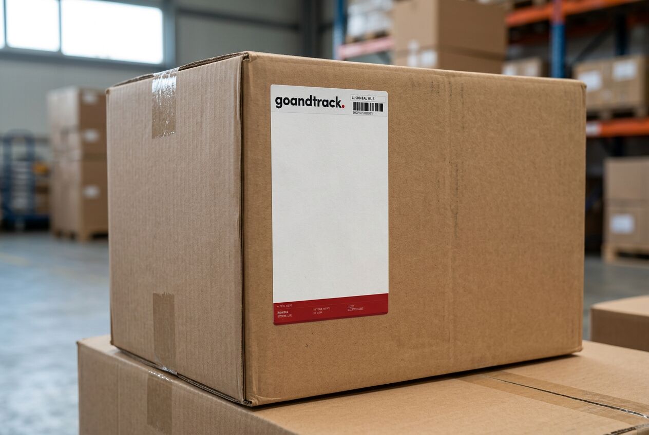 GoAndTrack disposable smart label applied to a shipment box